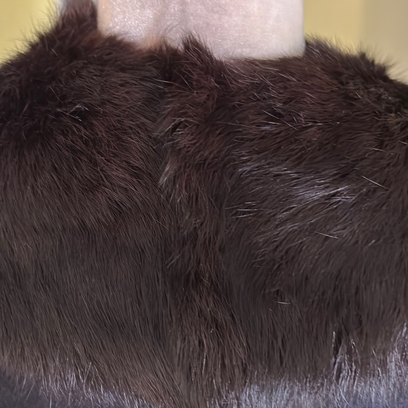 Vintage City Fur Company Black Genuine Fur Collared Cropped Knit Cardigan - M - Picture 10 of 14